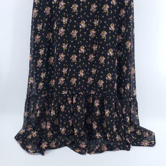 WAYF Retro Coq Y2k Babydoll Slip Dress Chiffon Floral TieKnot Lined Ruffle Hem M - Picture 15 of 16